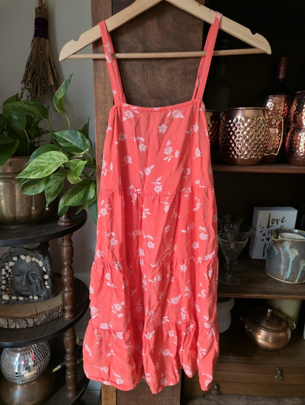 3/$20 OLD NAVY Coral Floral Tiered Sundress, xsmall